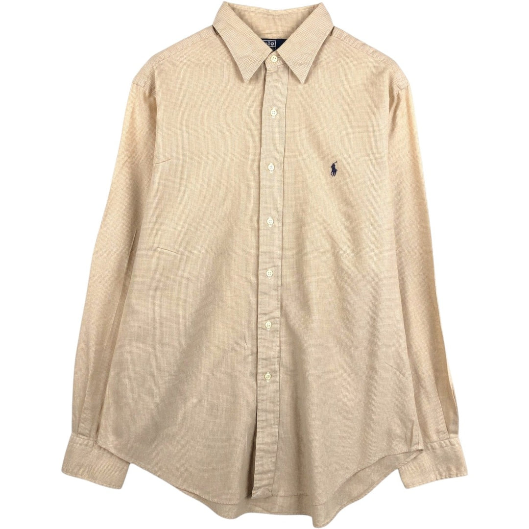 Ralph Lauren POLO by Ralph Lauren LOWELL Long-Sleeve Button-Down Check Shirt, Men's Size L (approx.) cotton orange type Vintage Second Hand