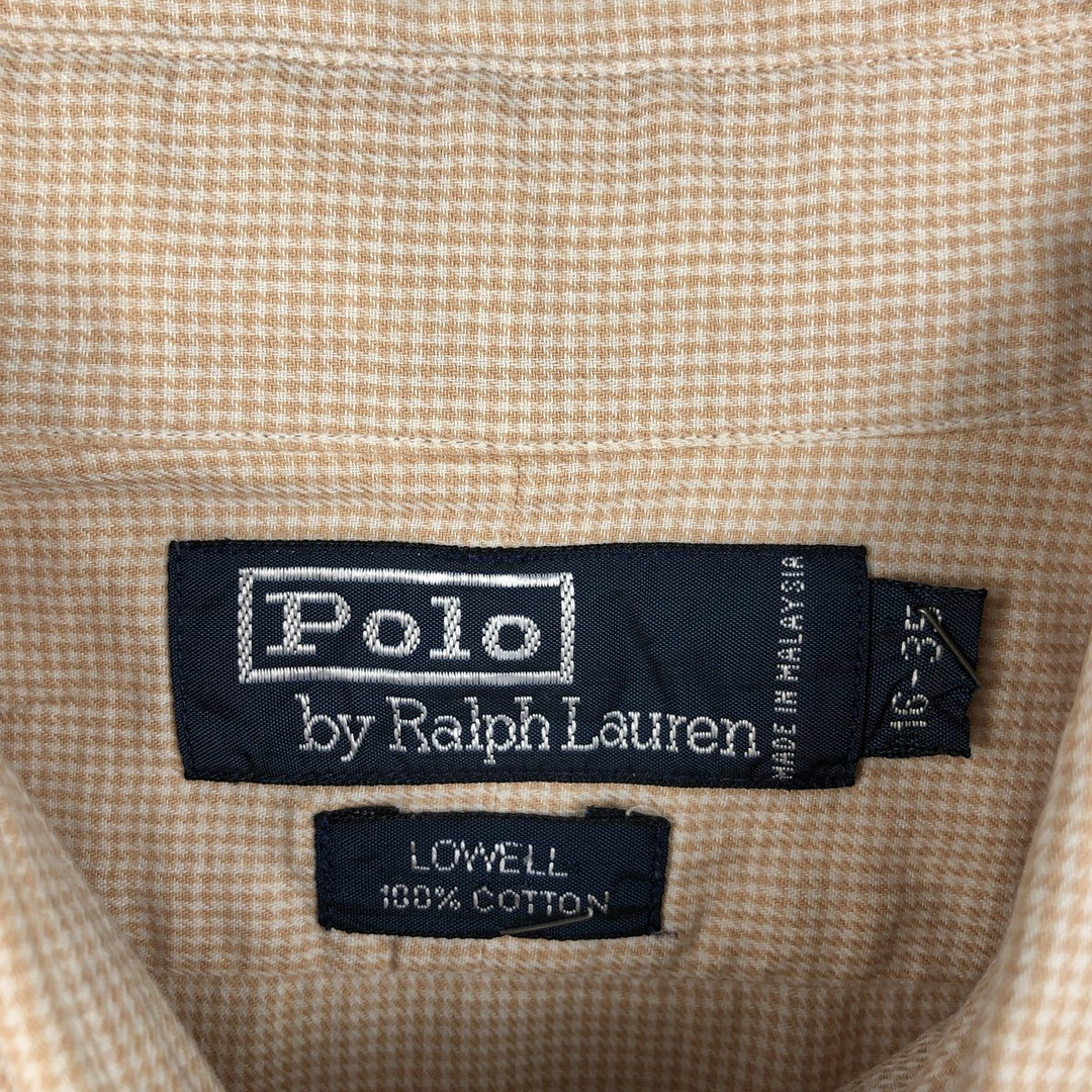 Ralph Lauren POLO by Ralph Lauren LOWELL Long-Sleeve Button-Down Check Shirt, Men's Size L (approx.) cotton orange type Vintage Second Hand