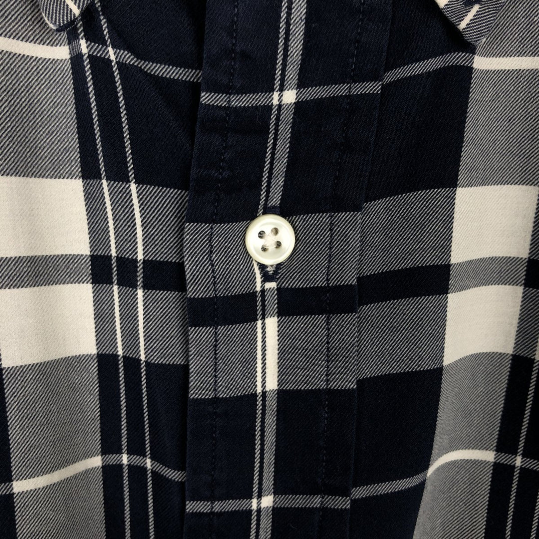 Ralph Lauren BLAKE long sleeve button down check shirt, men's size L cotton navy blue type Vintage Second Hand