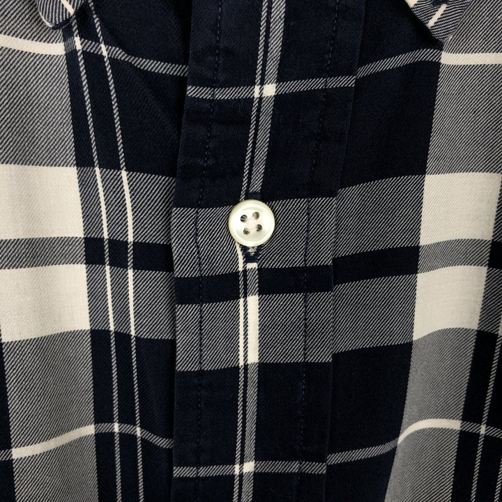 Ralph Lauren BLAKE long sleeve button down check shirt, men's size L cotton navy blue type Vintage Second Hand