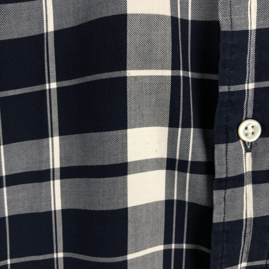 Ralph Lauren BLAKE long sleeve button down check shirt, men's size L cotton navy blue type Vintage Second Hand