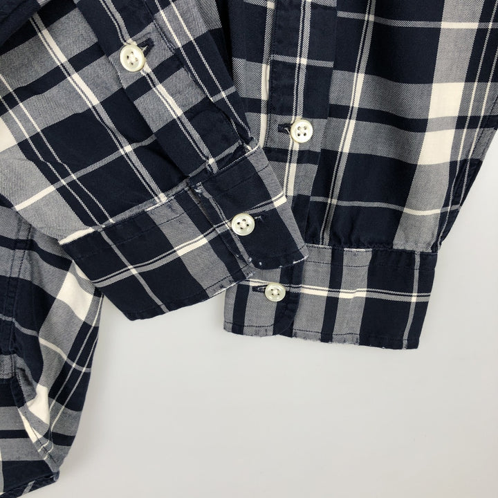 Ralph Lauren BLAKE long sleeve button down check shirt, men's size L cotton navy blue type Vintage Second Hand