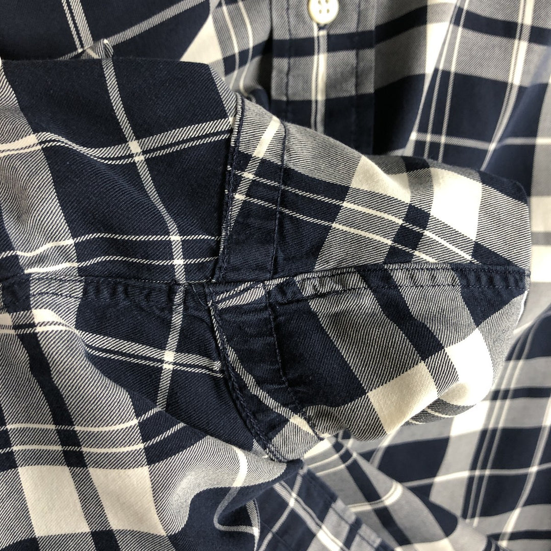 Ralph Lauren BLAKE long sleeve button down check shirt, men's size L cotton navy blue type Vintage Second Hand