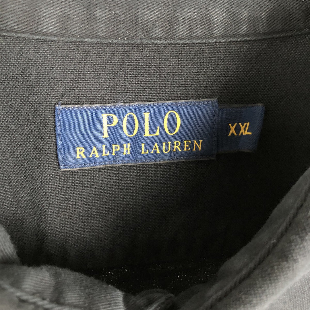 Ralph Lauren POLO RALPH LAUREN embroidered long-sleeved cotton shirt, men's size XXL equivalent. cotton black type Vintage Second Hand