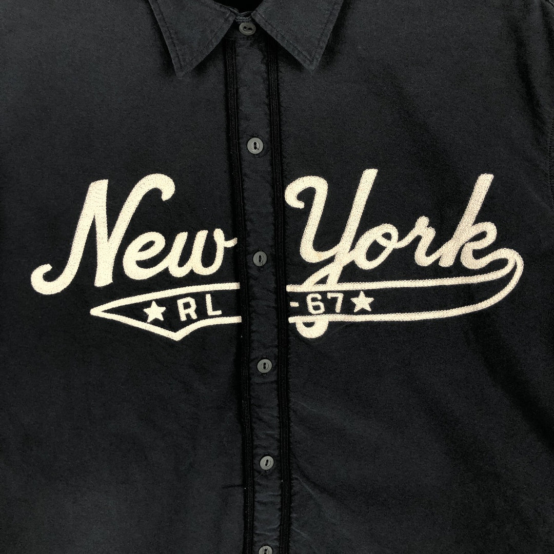 Ralph Lauren POLO RALPH LAUREN embroidered long-sleeved cotton shirt, men's size XXL equivalent. cotton black type Vintage Second Hand