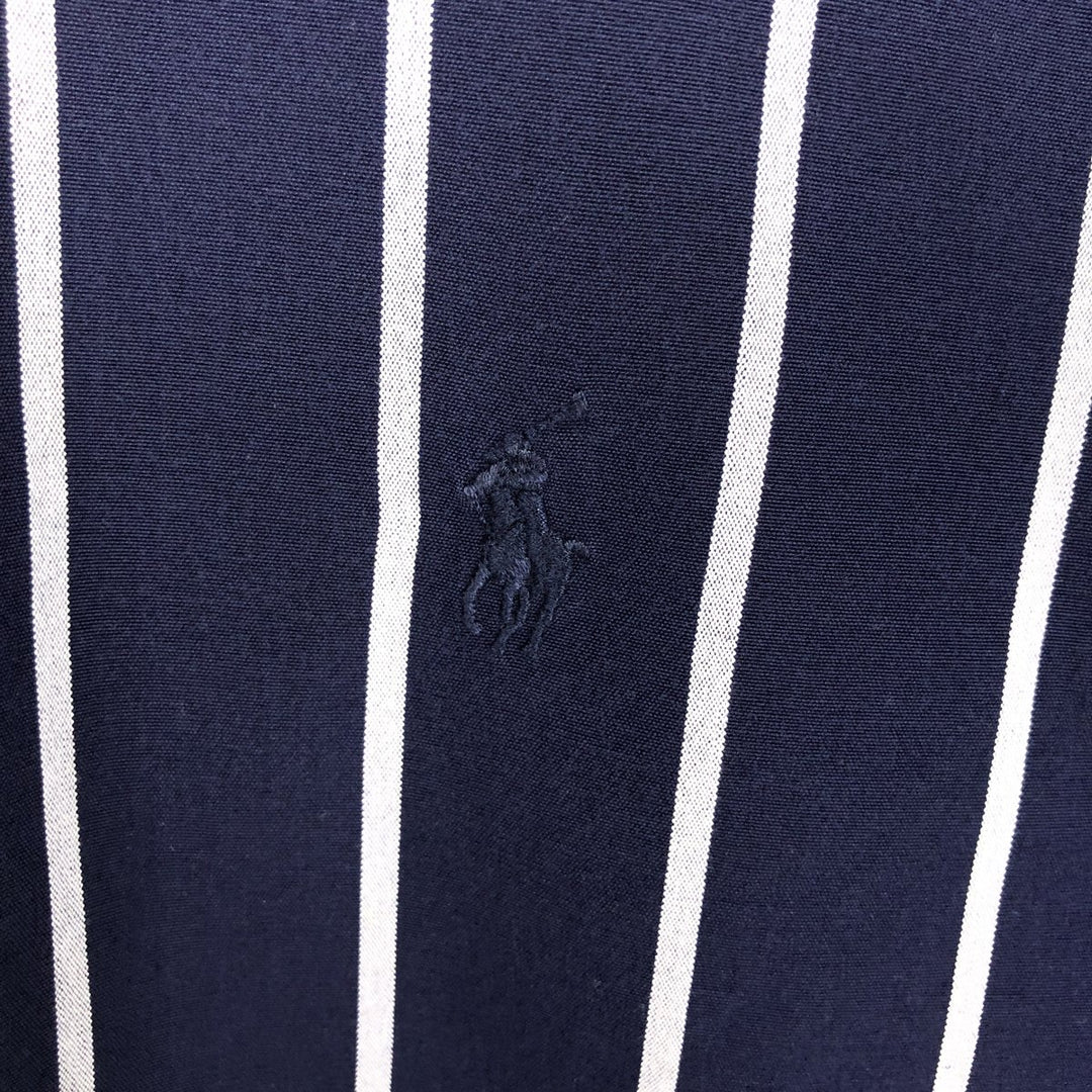 Ralph Lauren BLAKE long-sleeved button-down striped shirt, men's size small cotton navy blue type Vintage Second Hand