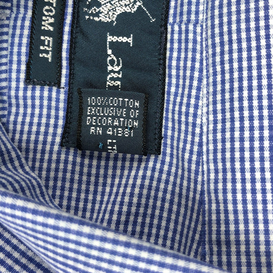 Ralph Lauren CUSTOM FIT Gingham Check Long Sleeve Button Down Check Shirt Men's L size cotton blue type Vintage Second Hand