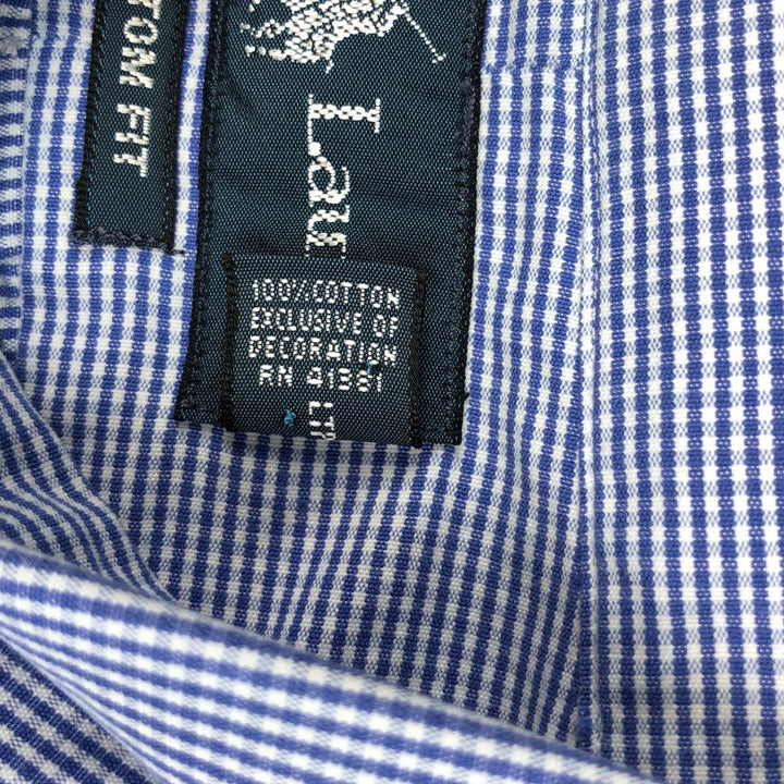 Ralph Lauren CUSTOM FIT Gingham Check Long Sleeve Button Down Check Shirt Men's L size cotton blue type Vintage Second Hand