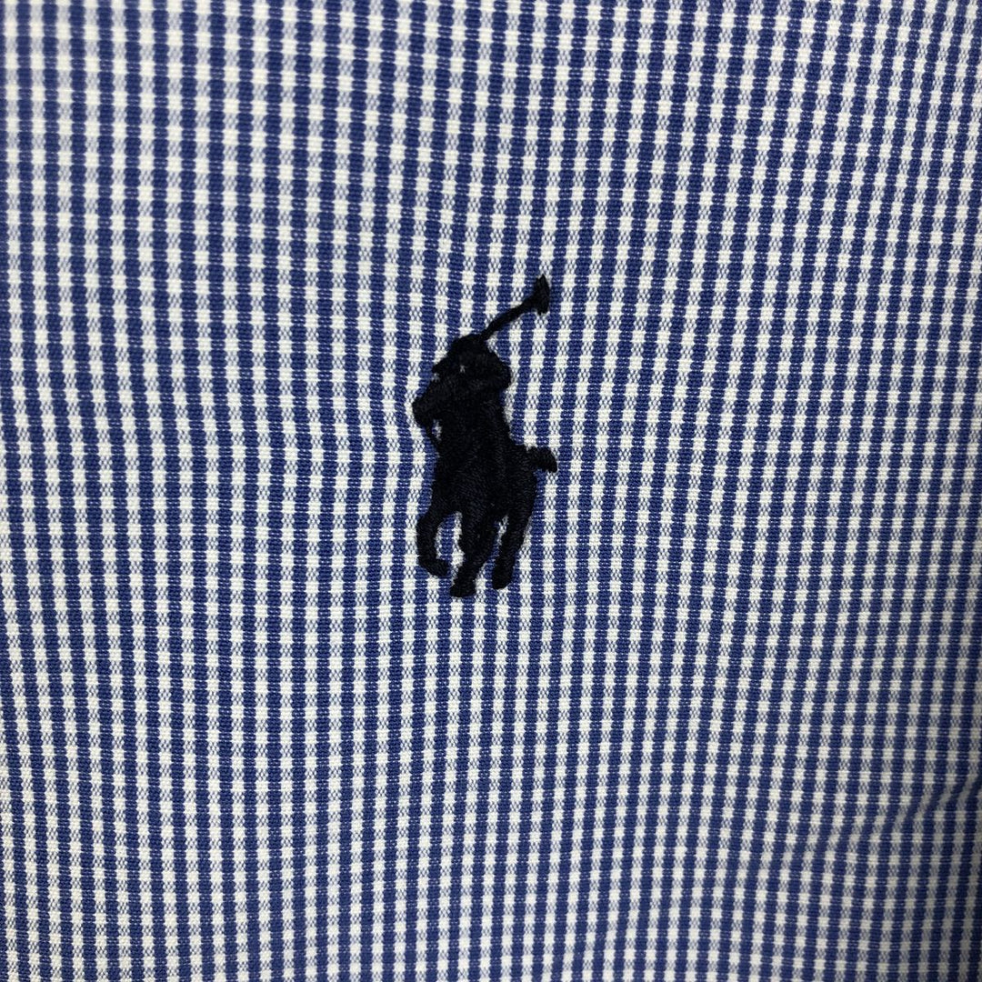 Ralph Lauren CUSTOM FIT Gingham Check Long Sleeve Button Down Check Shirt Men's L size cotton blue type Vintage Second Hand