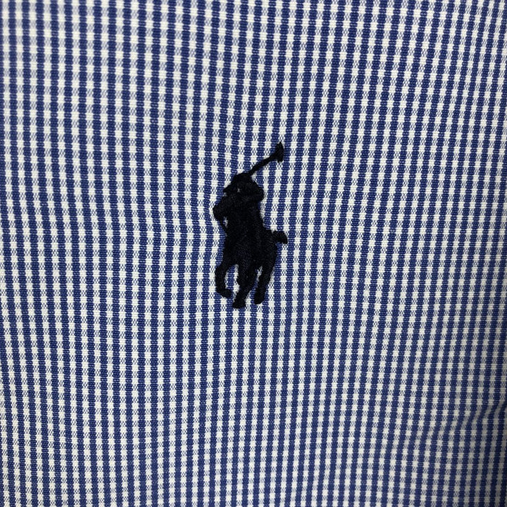 Ralph Lauren CUSTOM FIT Gingham Check Long Sleeve Button Down Check Shirt Men's L size cotton blue type Vintage Second Hand