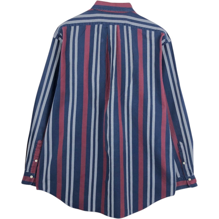 Ralph Lauren Multi-Stripe Long Sleeve Button-Down Striped Shirt, Men's XL cotton navy blue type Vintage Second Hand