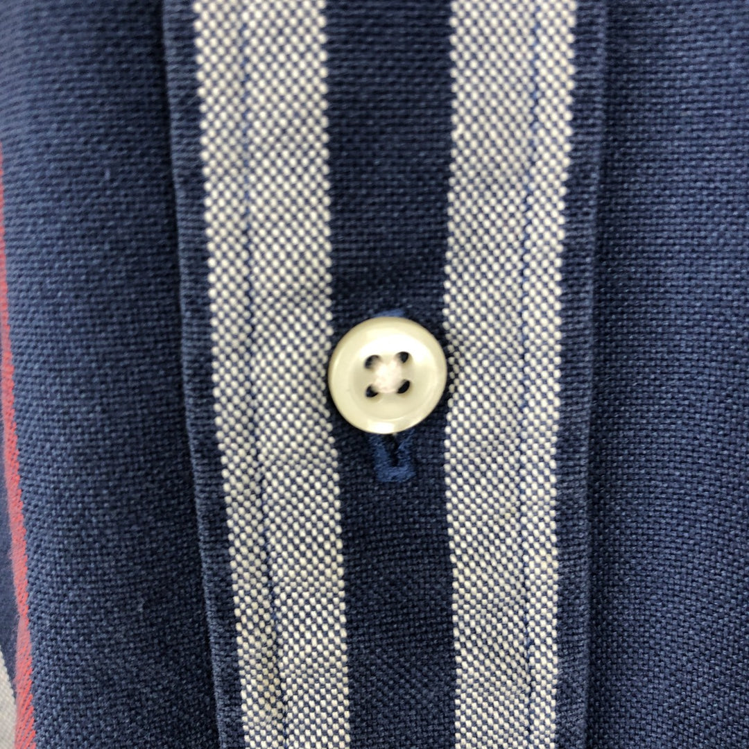 Ralph Lauren Multi-Stripe Long Sleeve Button-Down Striped Shirt, Men's XL cotton navy blue type Vintage Second Hand