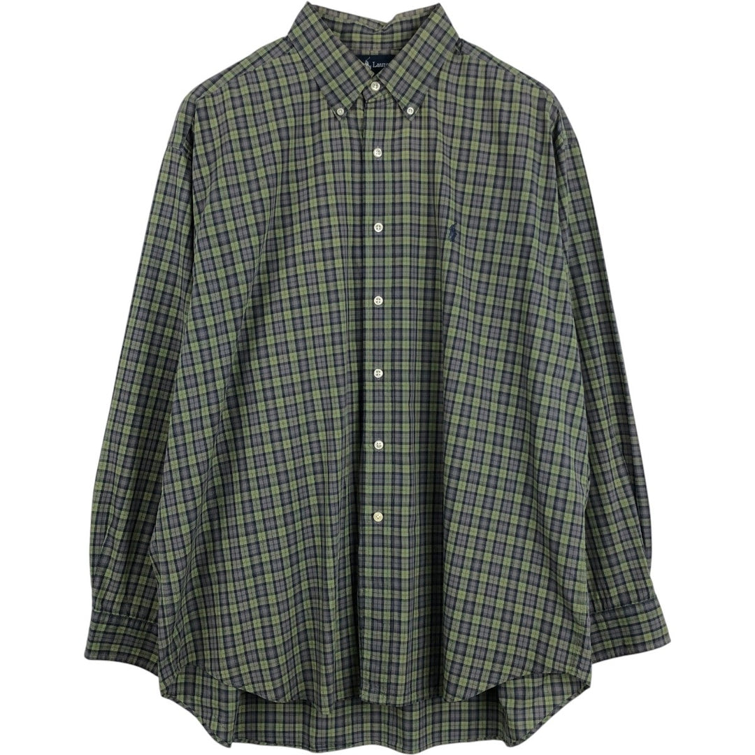 Ralph Lauren BLAKE short sleeve button down check shirt men's XL size cotton green type Vintage Second Hand
