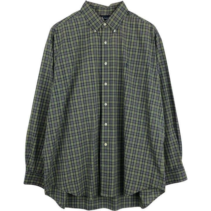 Ralph Lauren BLAKE short sleeve button down check shirt men's XL size cotton green type Vintage Second Hand