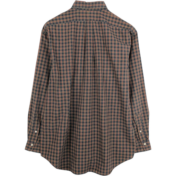Ralph Lauren long sleeve button down check shirt, men's size L cotton navy blue type Vintage Second Hand
