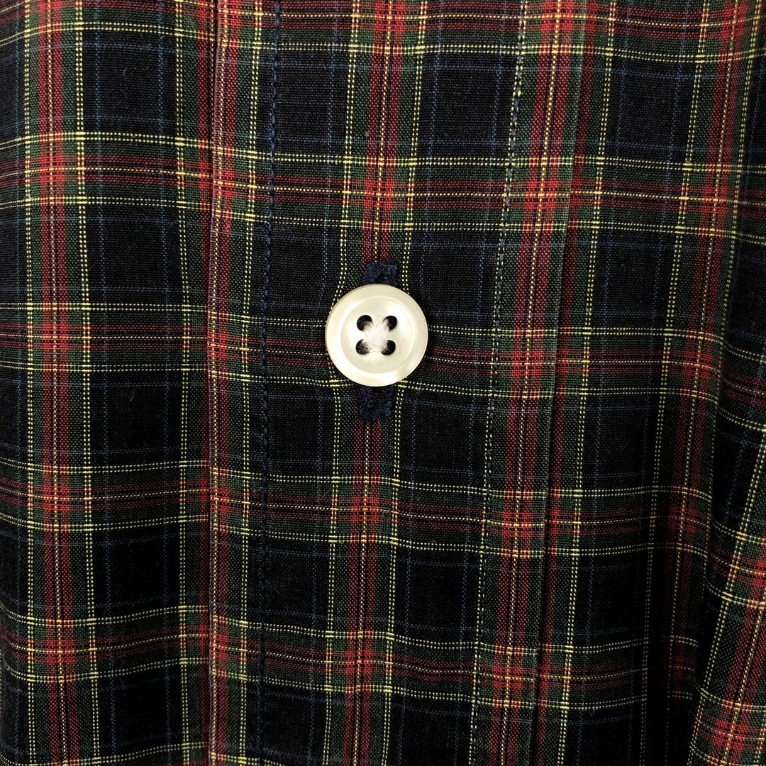 Ralph Lauren long sleeve button down check shirt, men's size L cotton navy blue type Vintage Second Hand