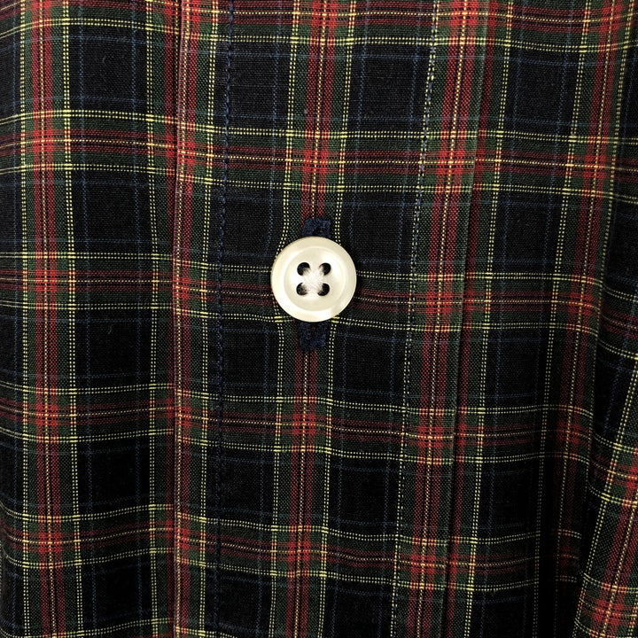Ralph Lauren long sleeve button down check shirt, men's size L cotton navy blue type Vintage Second Hand