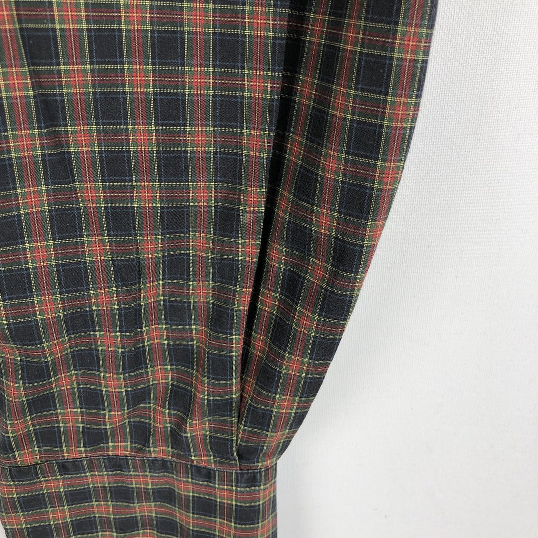 Ralph Lauren long sleeve button down check shirt, men's size L cotton navy blue type Vintage Second Hand