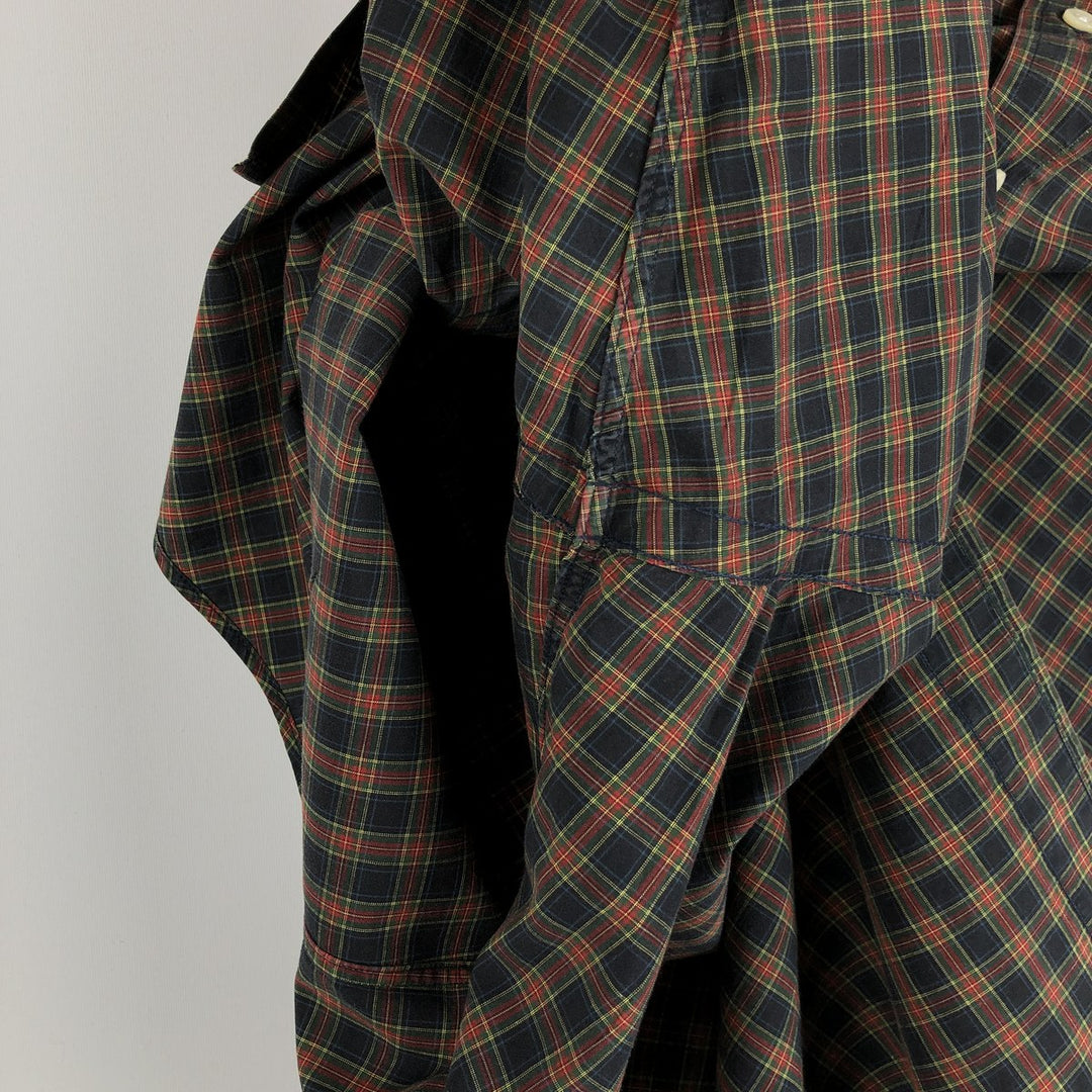 Ralph Lauren long sleeve button down check shirt, men's size L cotton navy blue type Vintage Second Hand