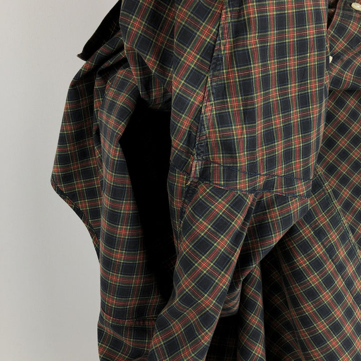 Ralph Lauren long sleeve button down check shirt, men's size L cotton navy blue type Vintage Second Hand