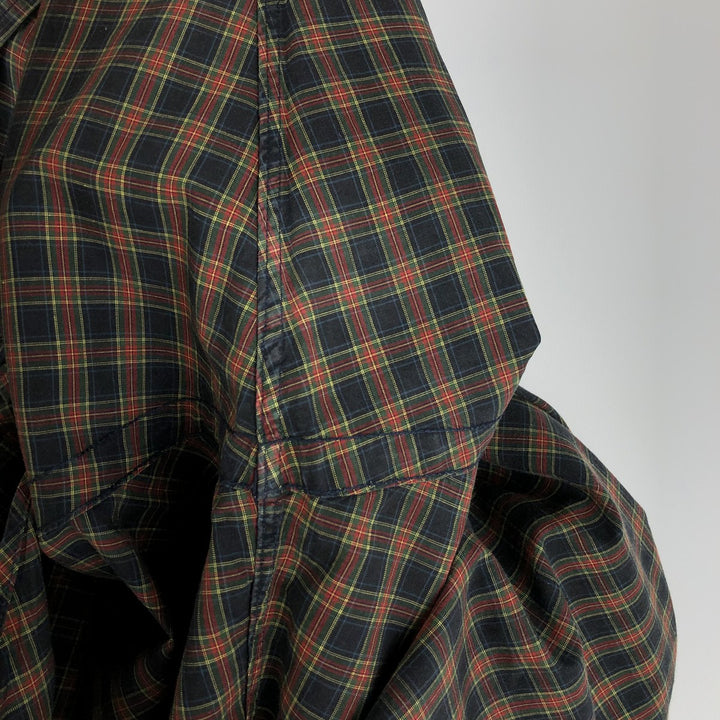 Ralph Lauren long sleeve button down check shirt, men's size L cotton navy blue type Vintage Second Hand