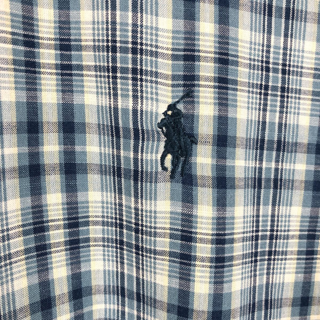 Ralph Lauren BLAKE long sleeve button down check shirt, men's size L cotton Blue type light blue Vintage Second Hand