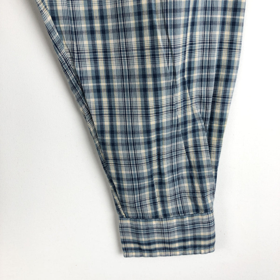 Ralph Lauren BLAKE long sleeve button down check shirt, men's size L cotton Blue type light blue Vintage Second Hand