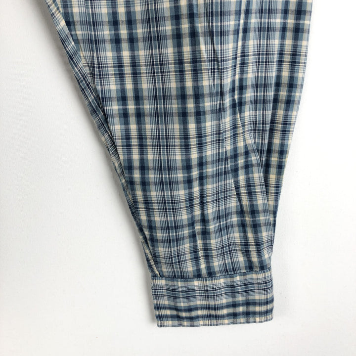 Ralph Lauren BLAKE long sleeve button down check shirt, men's size L cotton Blue type light blue Vintage Second Hand