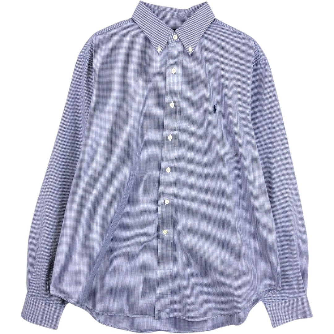 Ralph Lauren Classic Fit Gingham Check Long Sleeve Button Down Check Shirt Men's Size L cotton blue type Vintage Second Hand