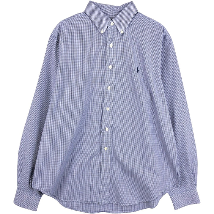 Ralph Lauren Classic Fit Gingham Check Long Sleeve Button Down Check Shirt Men's Size L cotton blue type Vintage Second Hand