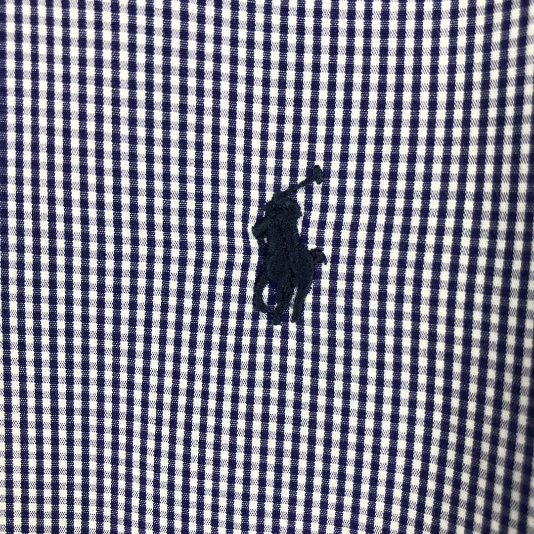 Ralph Lauren Classic Fit Gingham Check Long Sleeve Button Down Check Shirt Men's Size L cotton blue type Vintage Second Hand