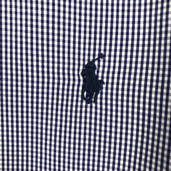 Ralph Lauren Classic Fit Gingham Check Long Sleeve Button Down Check Shirt Men's Size L cotton blue type Vintage Second Hand