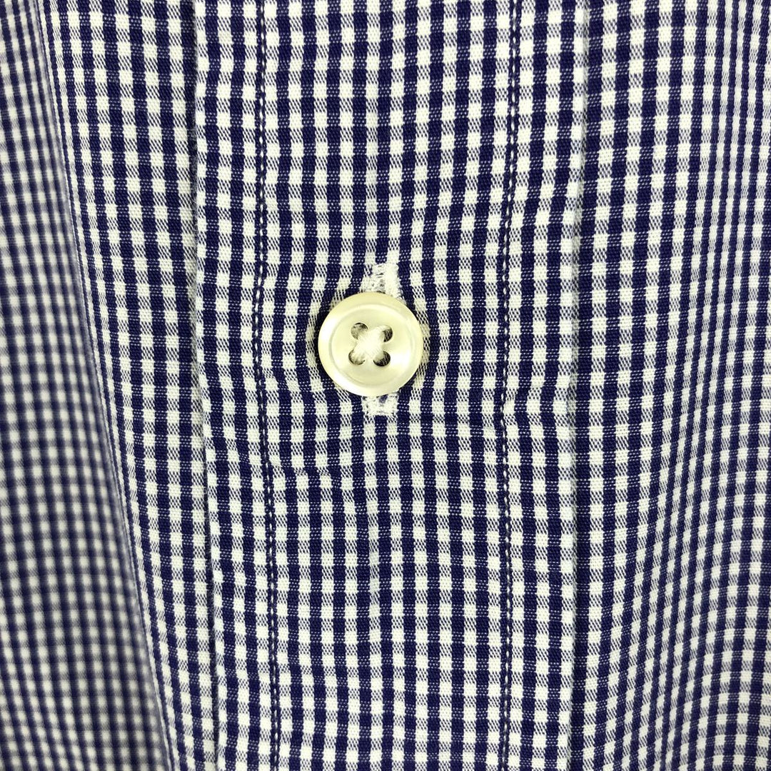 Ralph Lauren Classic Fit Gingham Check Long Sleeve Button Down Check Shirt Men's Size L cotton blue type Vintage Second Hand