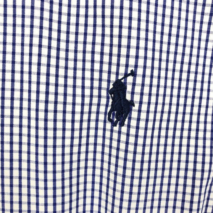 Ralph Lauren YARMOUTH Gingham Check Long Sleeve Button Down Check Shirt Men's M Size cotton navy blue type Vintage Second Hand