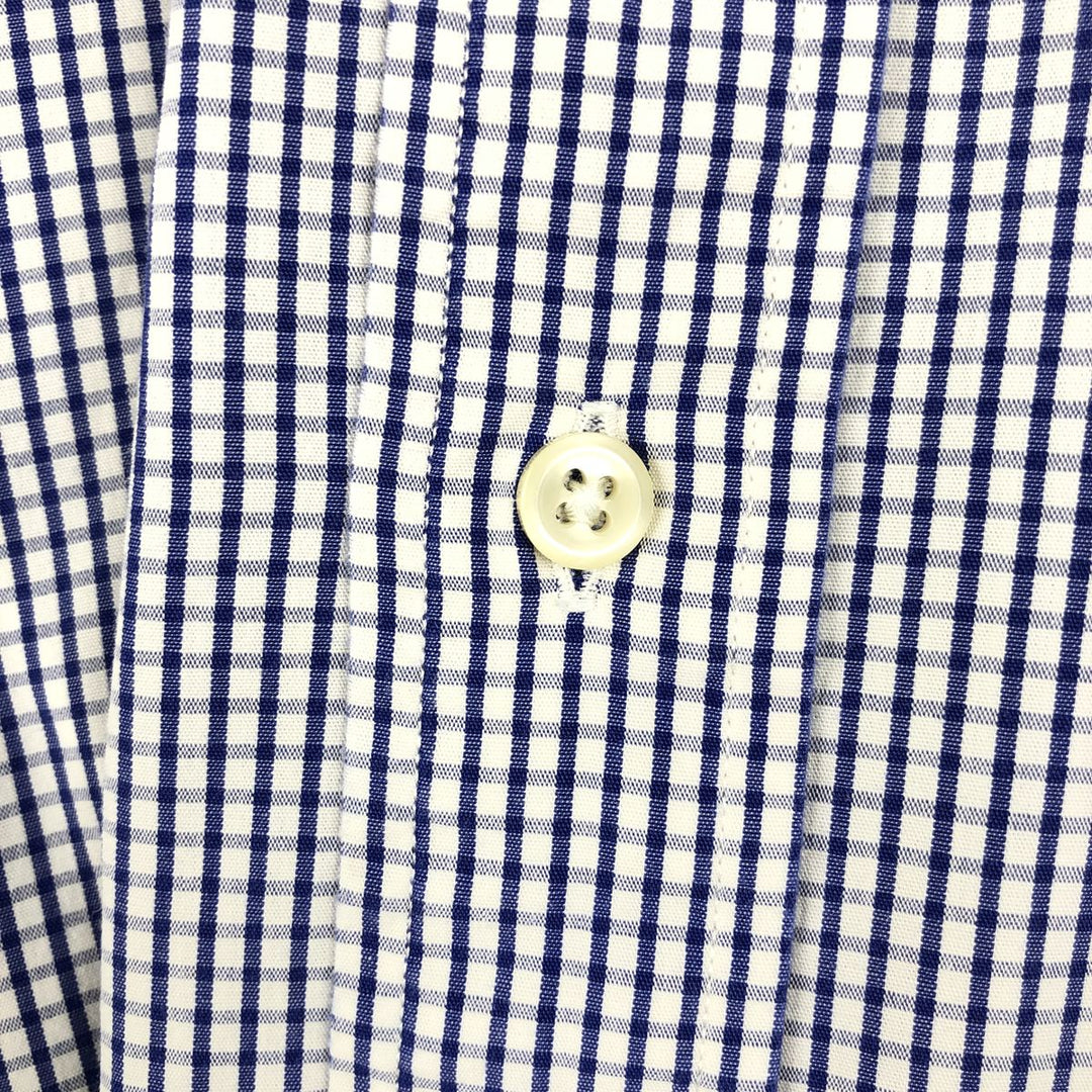 Ralph Lauren YARMOUTH Gingham Check Long Sleeve Button Down Check Shirt Men's M Size cotton navy blue type Vintage Second Hand