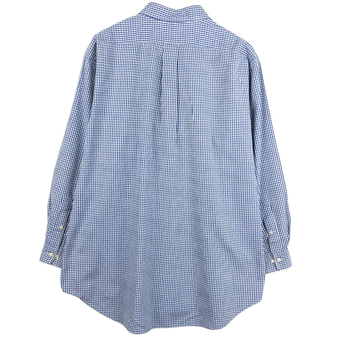 Ralph Lauren YARMOUTH Gingham Check Long Sleeve Button-Down Check Shirt Men's XL cotton blue type Vintage Second Hand