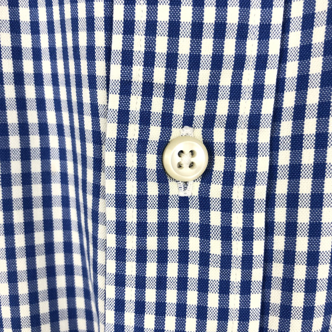 Ralph Lauren YARMOUTH Gingham Check Long Sleeve Button-Down Check Shirt Men's XL cotton blue type Vintage Second Hand