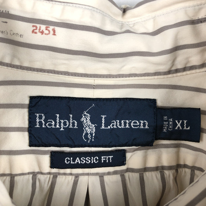Ralph Lauren Classic Fit Long Sleeve Button Down Striped Shirt Men's XL cotton white type Vintage Second Hand