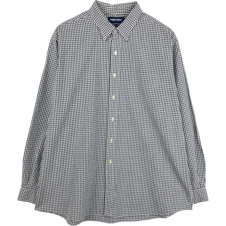 Ralph Lauren POLO GOLF LOWELL SPORT Gingham Check Long-Sleeve Cotton Check Shirt, Men's XXL (approx.) cotton black type Vintage Second Hand