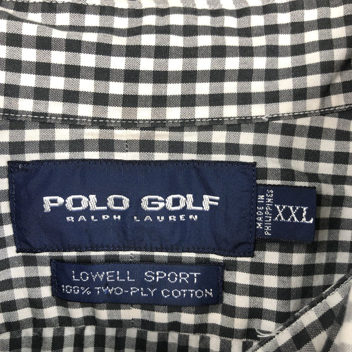 Ralph Lauren POLO GOLF LOWELL SPORT Gingham Check Long-Sleeve Cotton Check Shirt, Men's XXL (approx.) cotton black type Vintage Second Hand