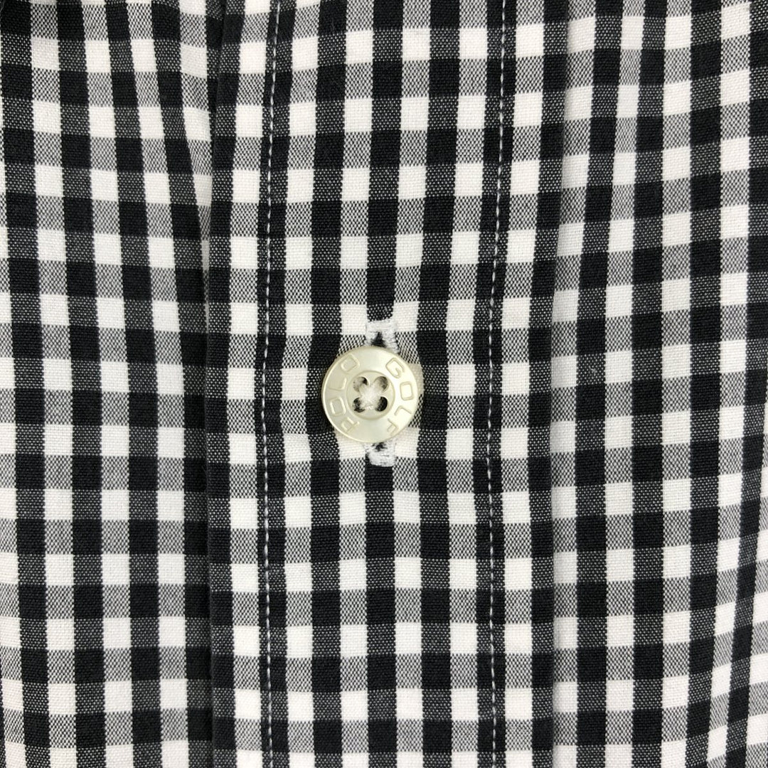 Ralph Lauren POLO GOLF LOWELL SPORT Gingham Check Long-Sleeve Cotton Check Shirt, Men's XXL (approx.) cotton black type Vintage Second Hand