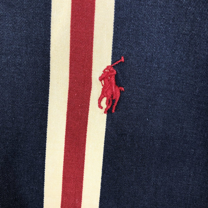 Ralph Lauren POLO by Ralph Lauren long-sleeved button-down striped shirt, men's size XL cotton navy blue type Vintage Second Hand