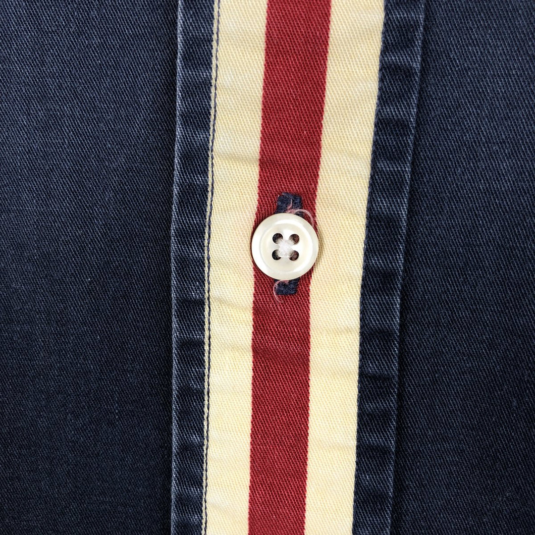 Ralph Lauren POLO by Ralph Lauren long-sleeved button-down striped shirt, men's size XL cotton navy blue type Vintage Second Hand