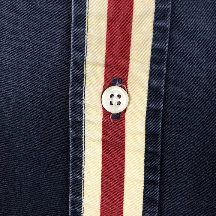 Ralph Lauren POLO by Ralph Lauren long-sleeved button-down striped shirt, men's size XL cotton navy blue type Vintage Second Hand