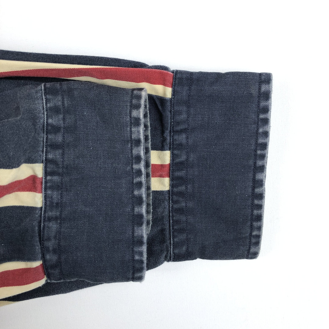 Ralph Lauren POLO by Ralph Lauren long-sleeved button-down striped shirt, men's size XL cotton navy blue type Vintage Second Hand