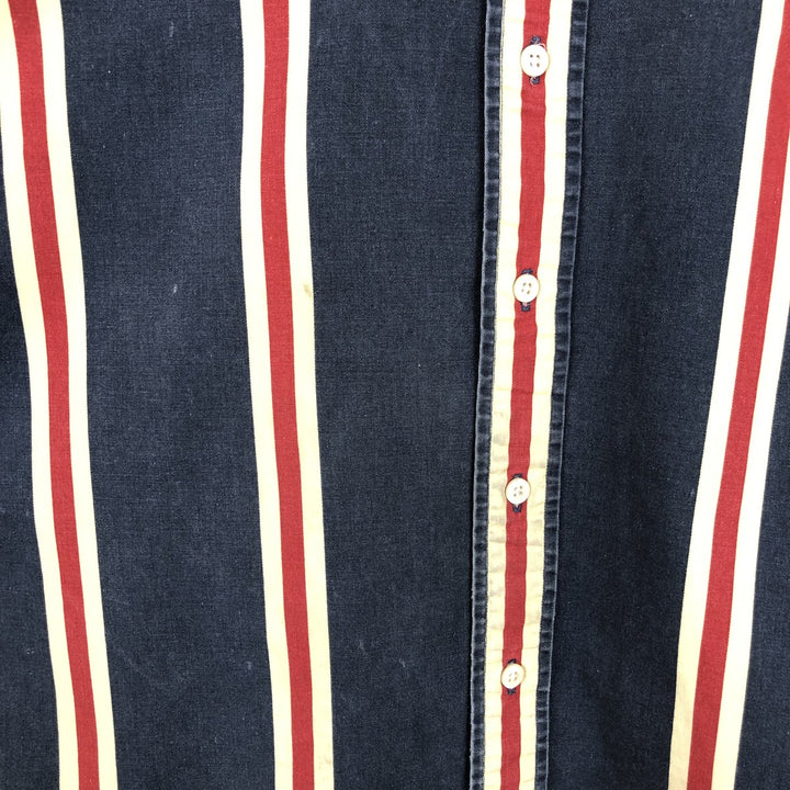 Ralph Lauren POLO by Ralph Lauren long-sleeved button-down striped shirt, men's size XL cotton navy blue type Vintage Second Hand