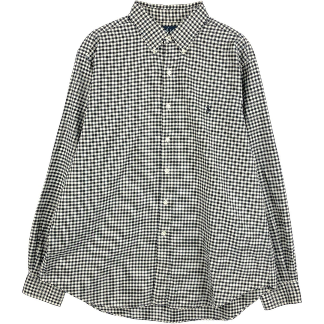 Ralph Lauren Classic Fit Gingham Check Long Sleeve Button-Down Check Shirt, Men's Size XL cotton black type Vintage Second Hand