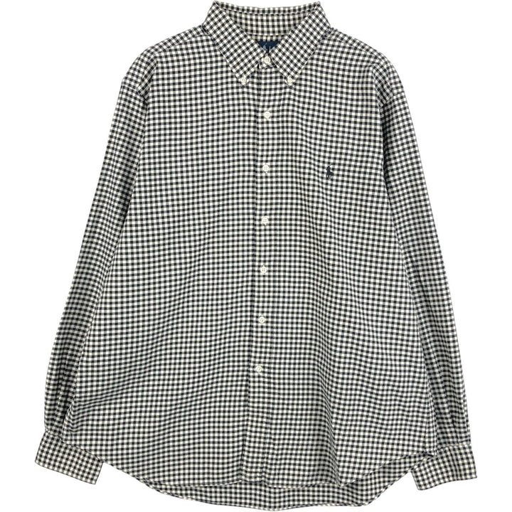 Ralph Lauren Classic Fit Gingham Check Long Sleeve Button-Down Check Shirt, Men's Size XL cotton black type Vintage Second Hand