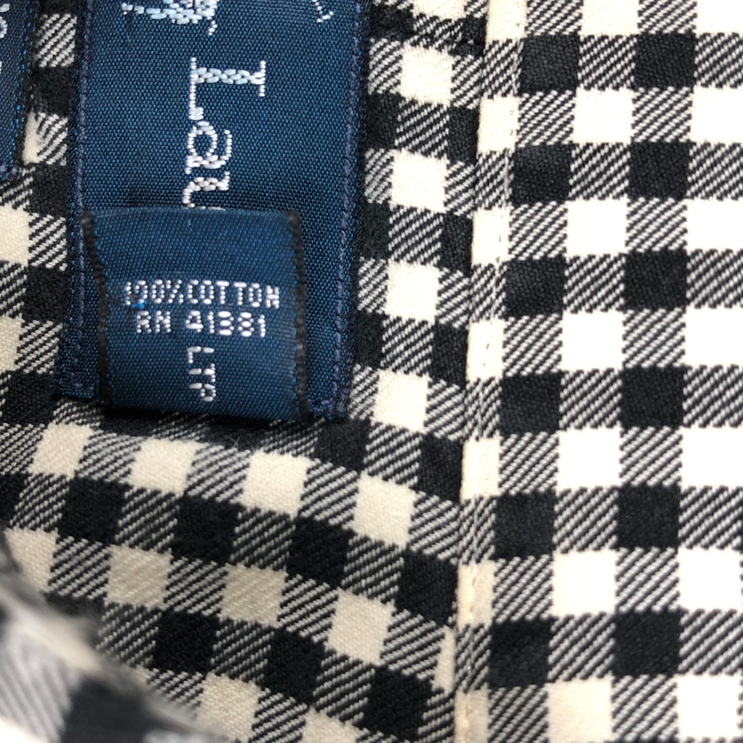 Ralph Lauren Classic Fit Gingham Check Long Sleeve Button-Down Check Shirt, Men's Size XL cotton black type Vintage Second Hand
