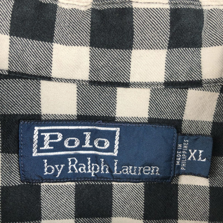 Ralph Lauren POLO by Ralph Lauren gingham check long-sleeved cotton check shirt, men's size XL cotton black type Vintage Second Hand